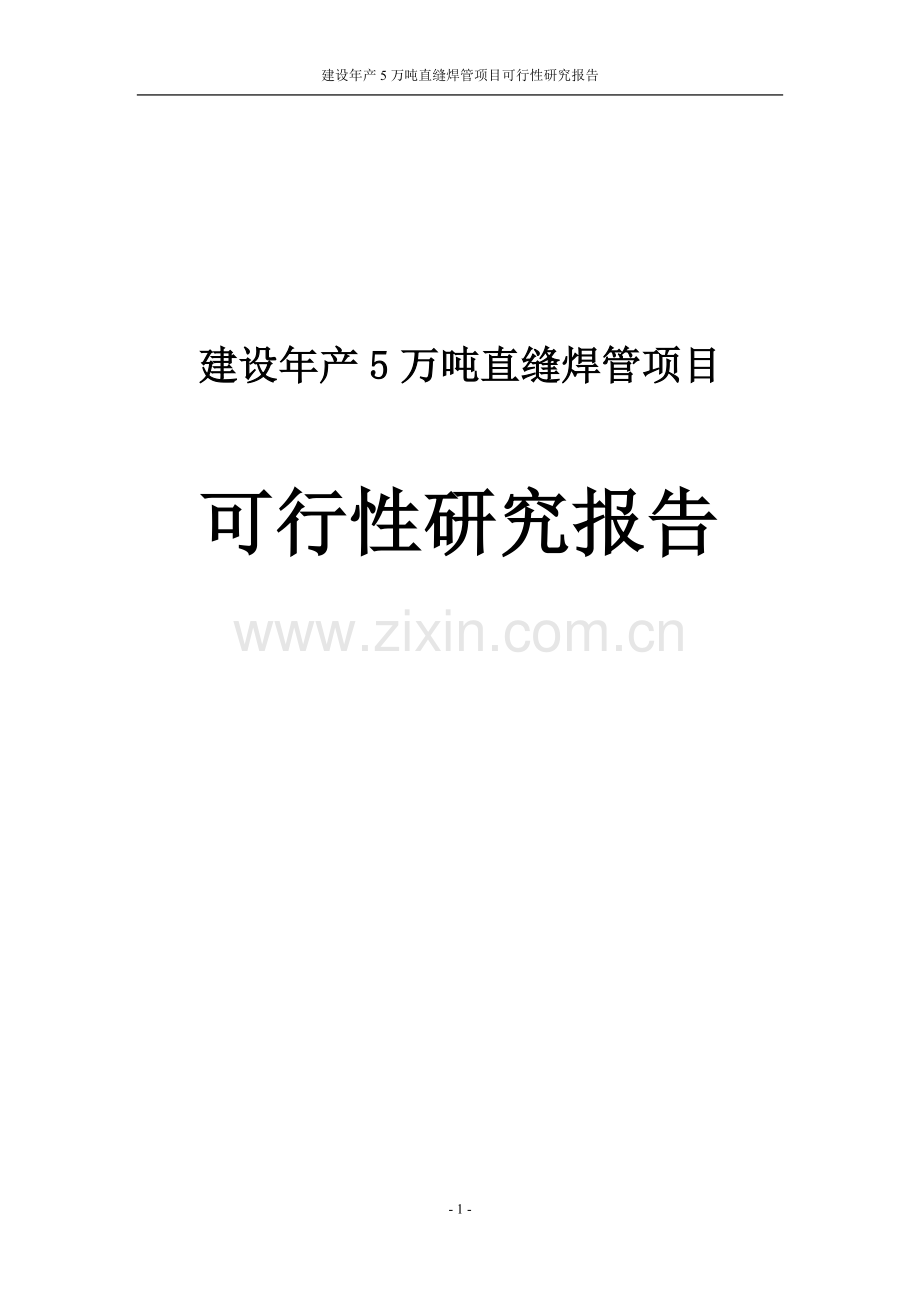 建设年产5万吨直缝焊管项目申请立项可行性研究报告.doc_第1页