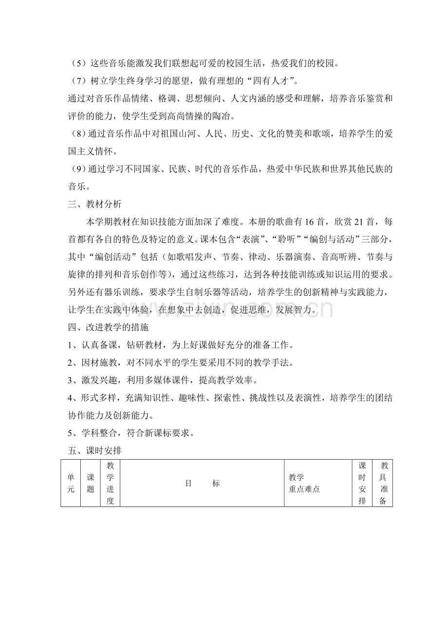 人音版小学音乐五年级上册教学计划.doc_第3页