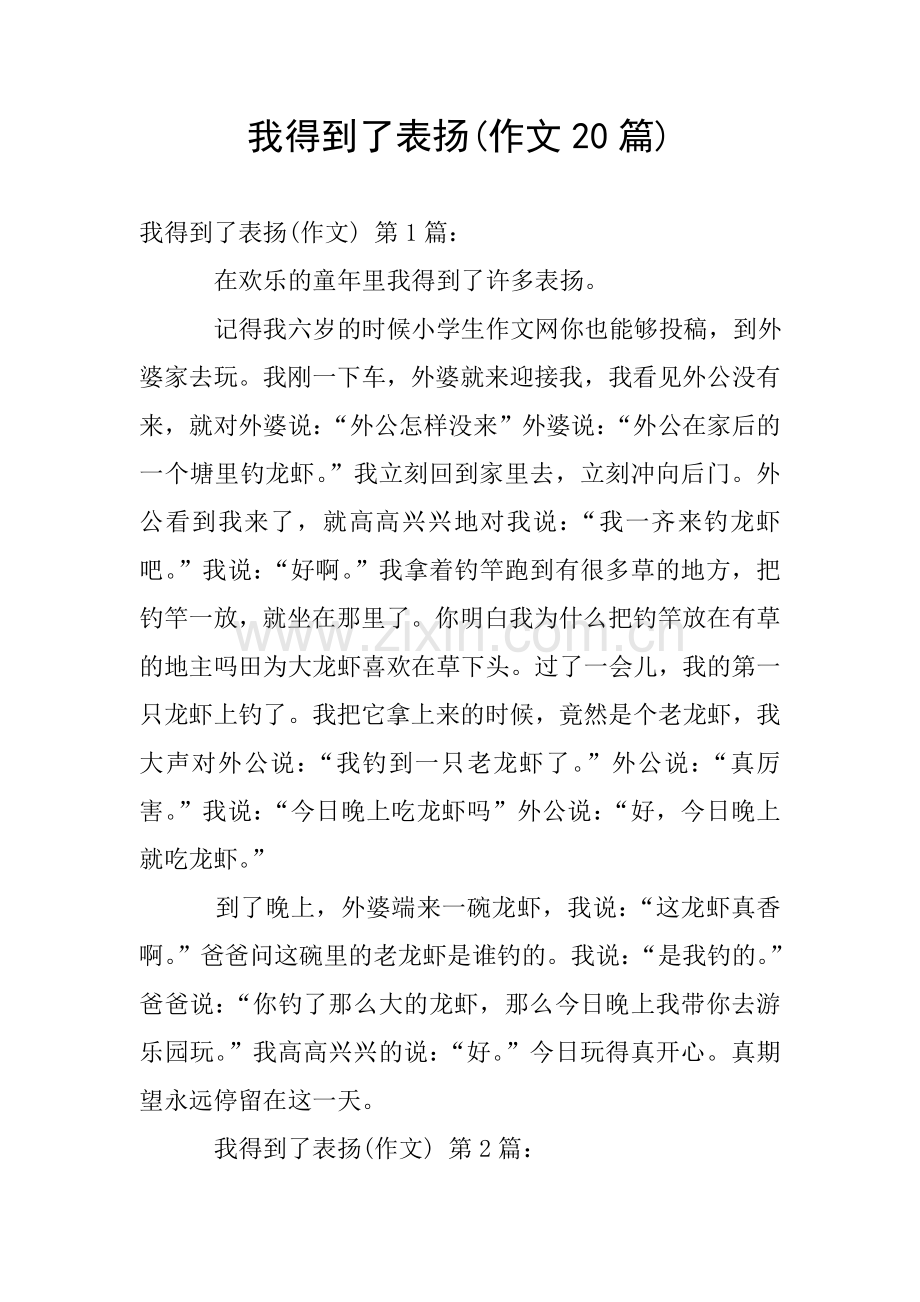 我得到了表扬(作文20篇).doc_第1页