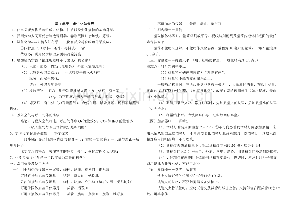 初中化学知识点全面总结--.doc_第1页