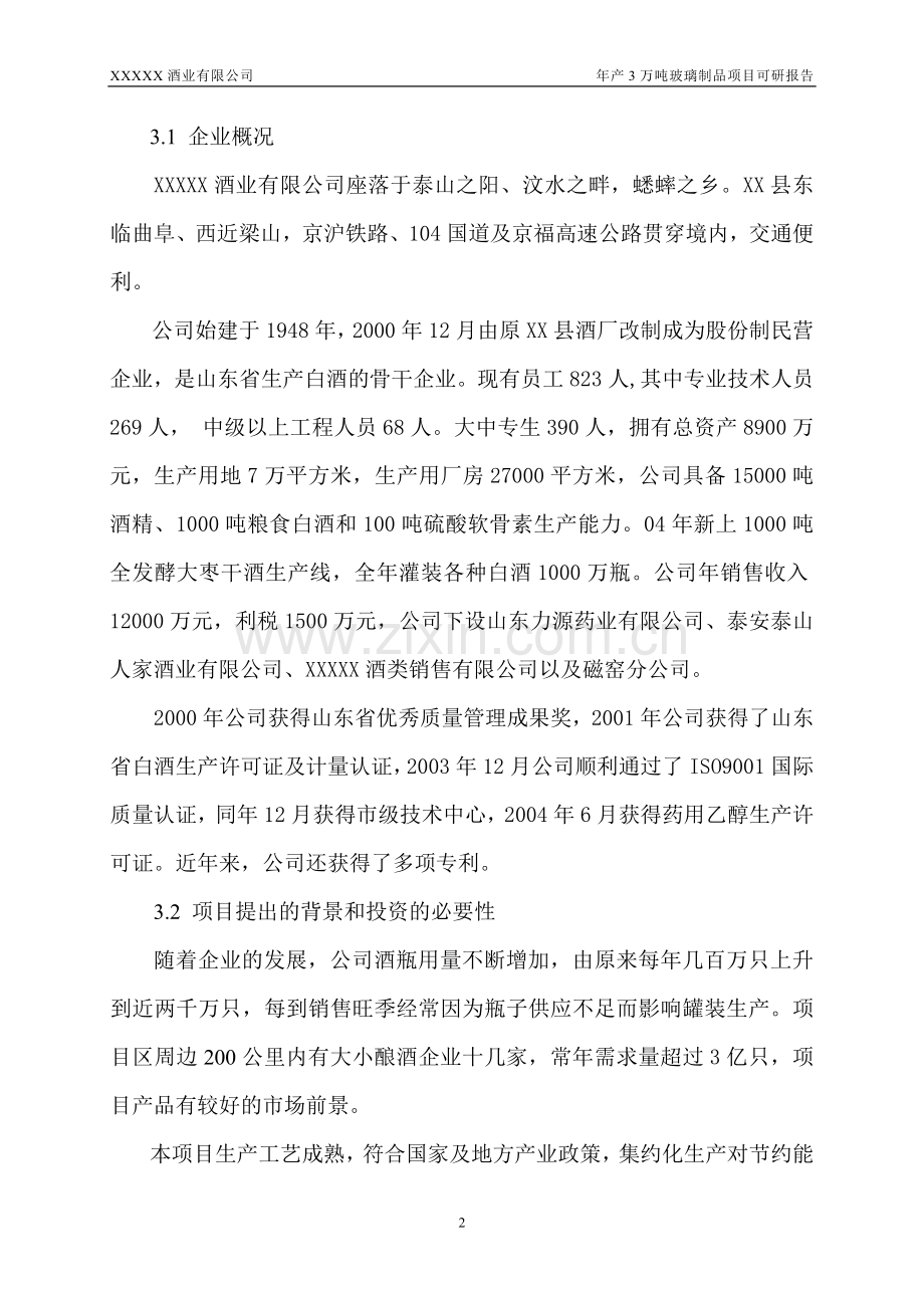 年产3万吨玻璃制品项目可行性研究报告.doc_第2页