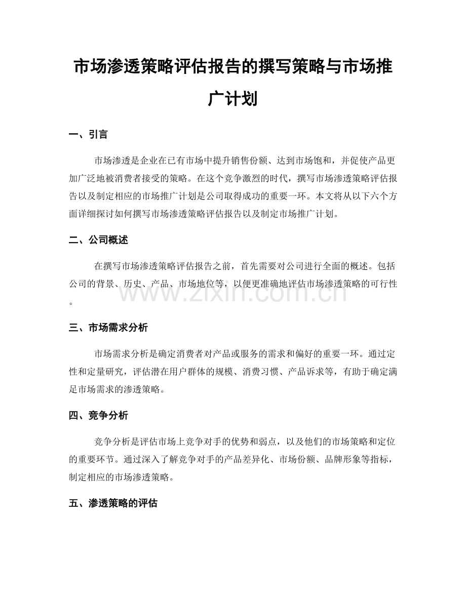 市场渗透策略评估报告的撰写策略与市场推广计划.docx_第1页