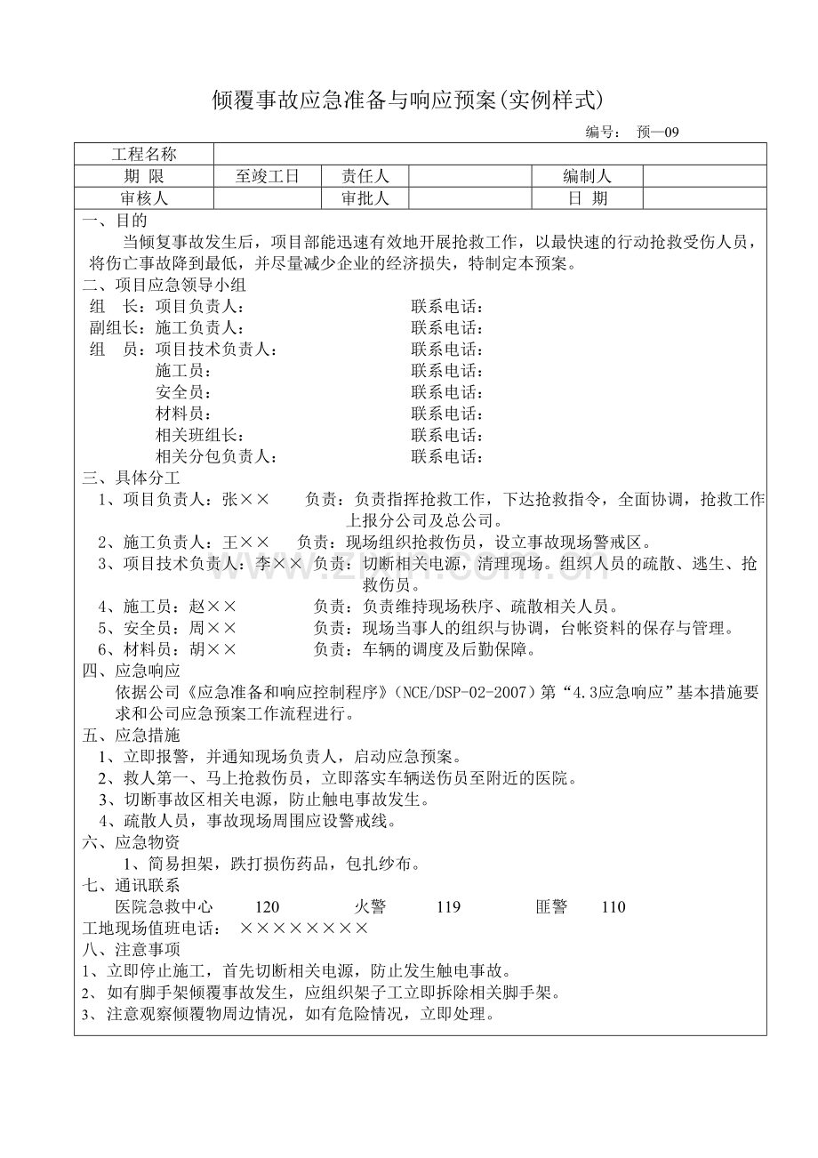 覆事故应急准备与响应预案.doc_第1页