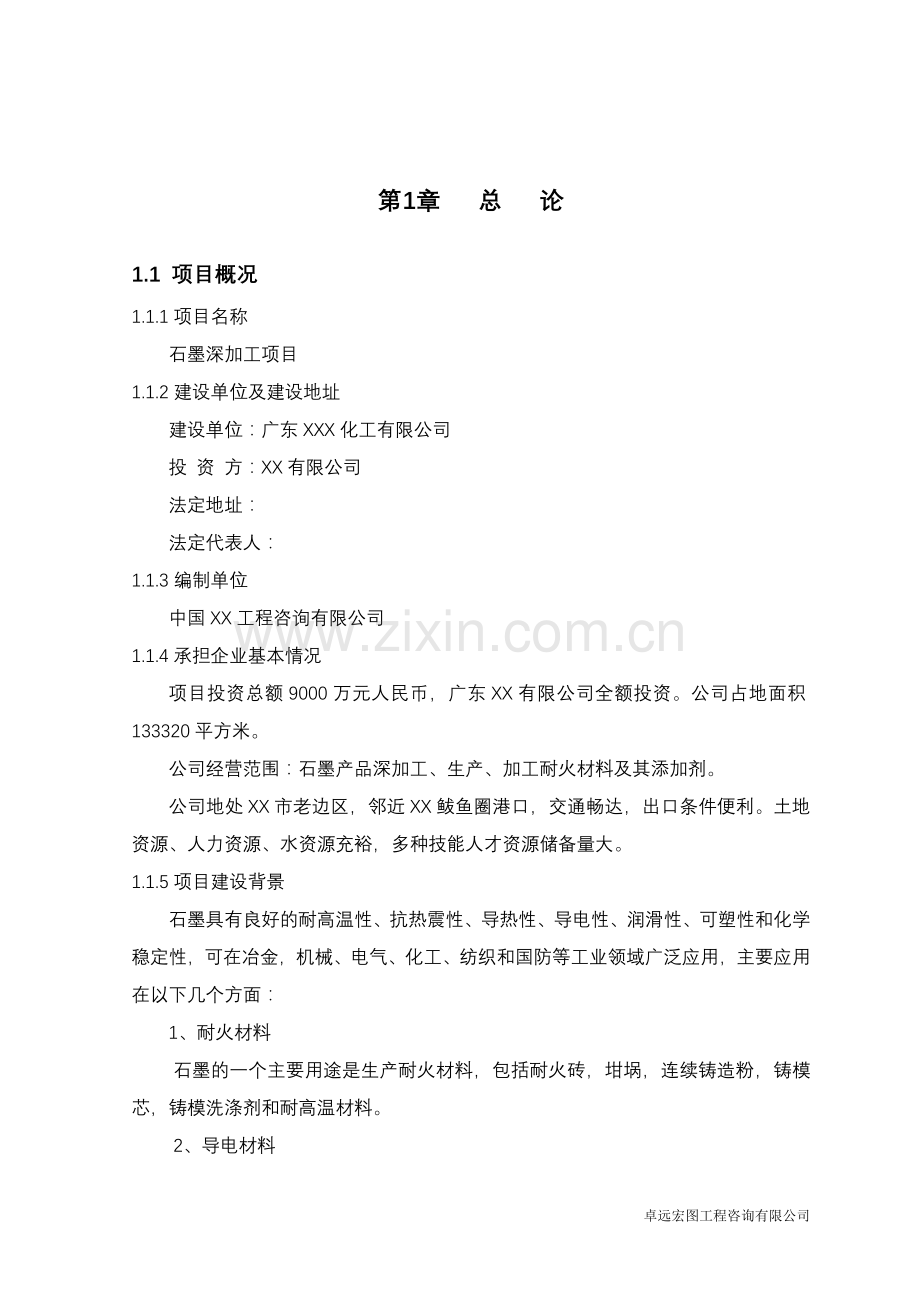 广东xx化工有限公司石墨深加工项目投资可研报告书.doc_第2页