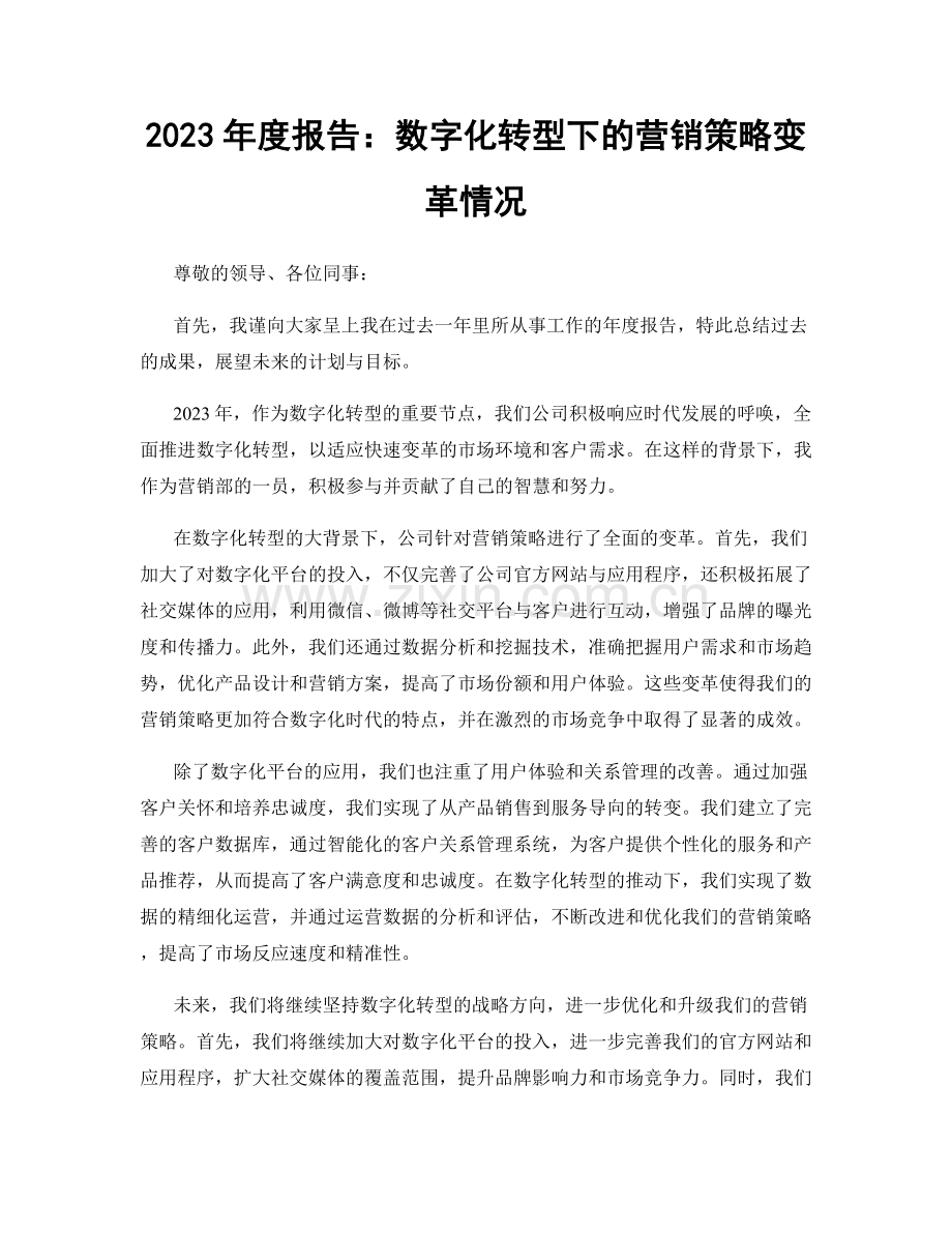 2023年度报告：数字化转型下的营销策略变革情况.docx_第1页