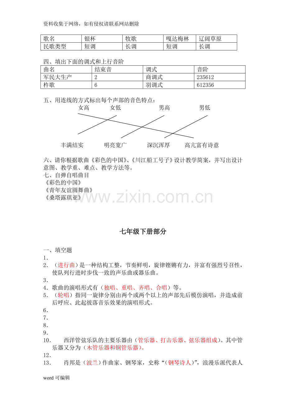 初中音乐知识测试题说课讲解.doc_第3页