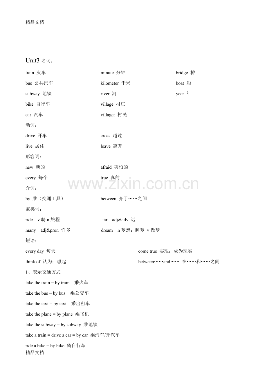 人教版七年级下册英语Unit3知识点.docx_第1页