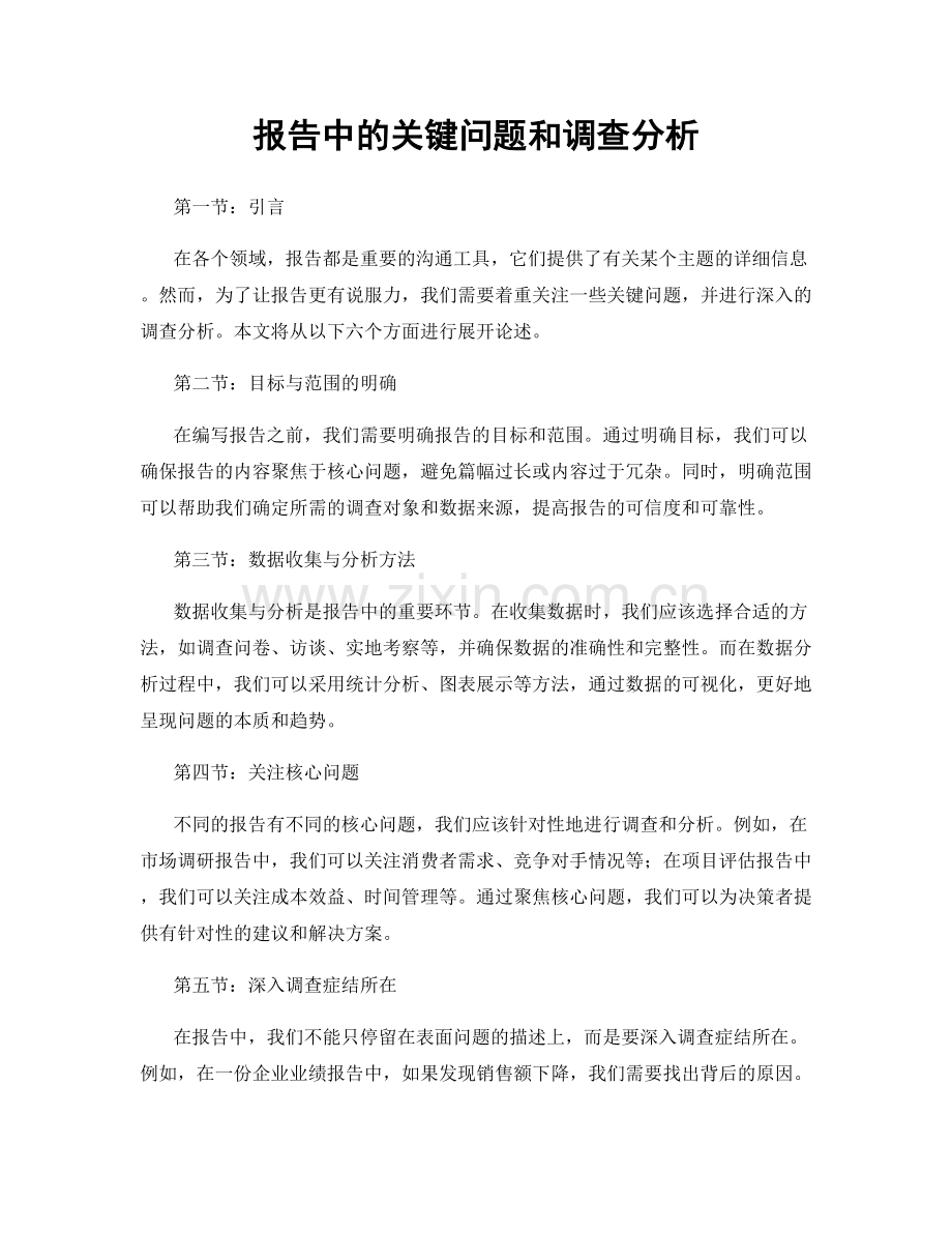 报告中的关键问题和调查分析.docx_第1页