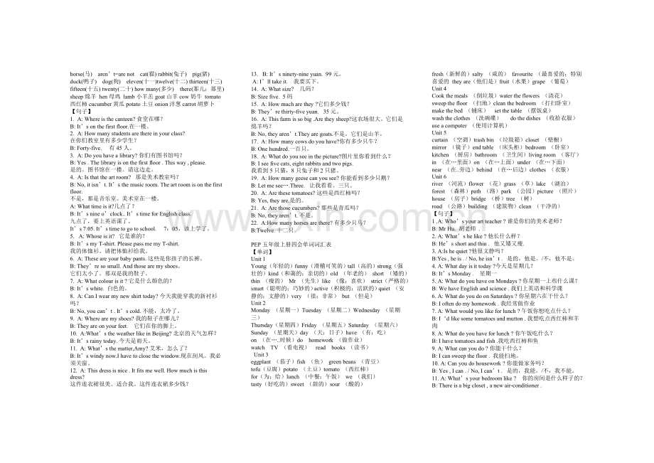 三至六年级英语重点单词与句子(小学英语复习).doc_第3页