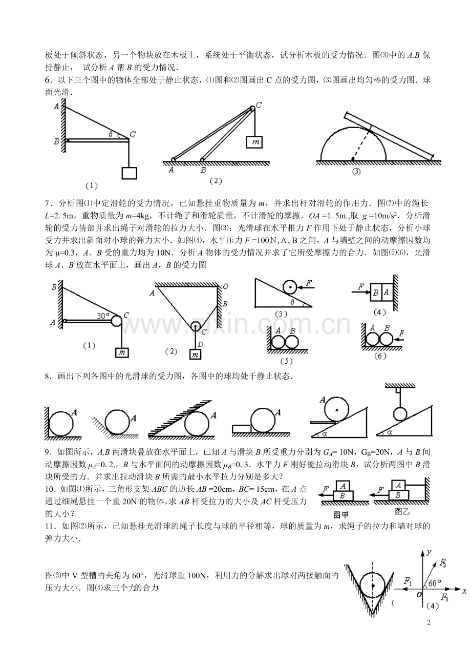 高中物理受力分析习题+答案.doc_第2页