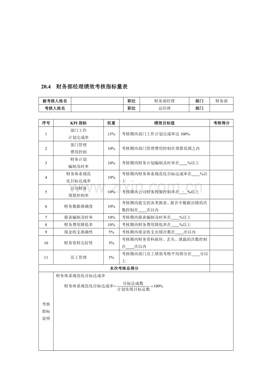 财务部关键绩效考核指标表.doc_第3页