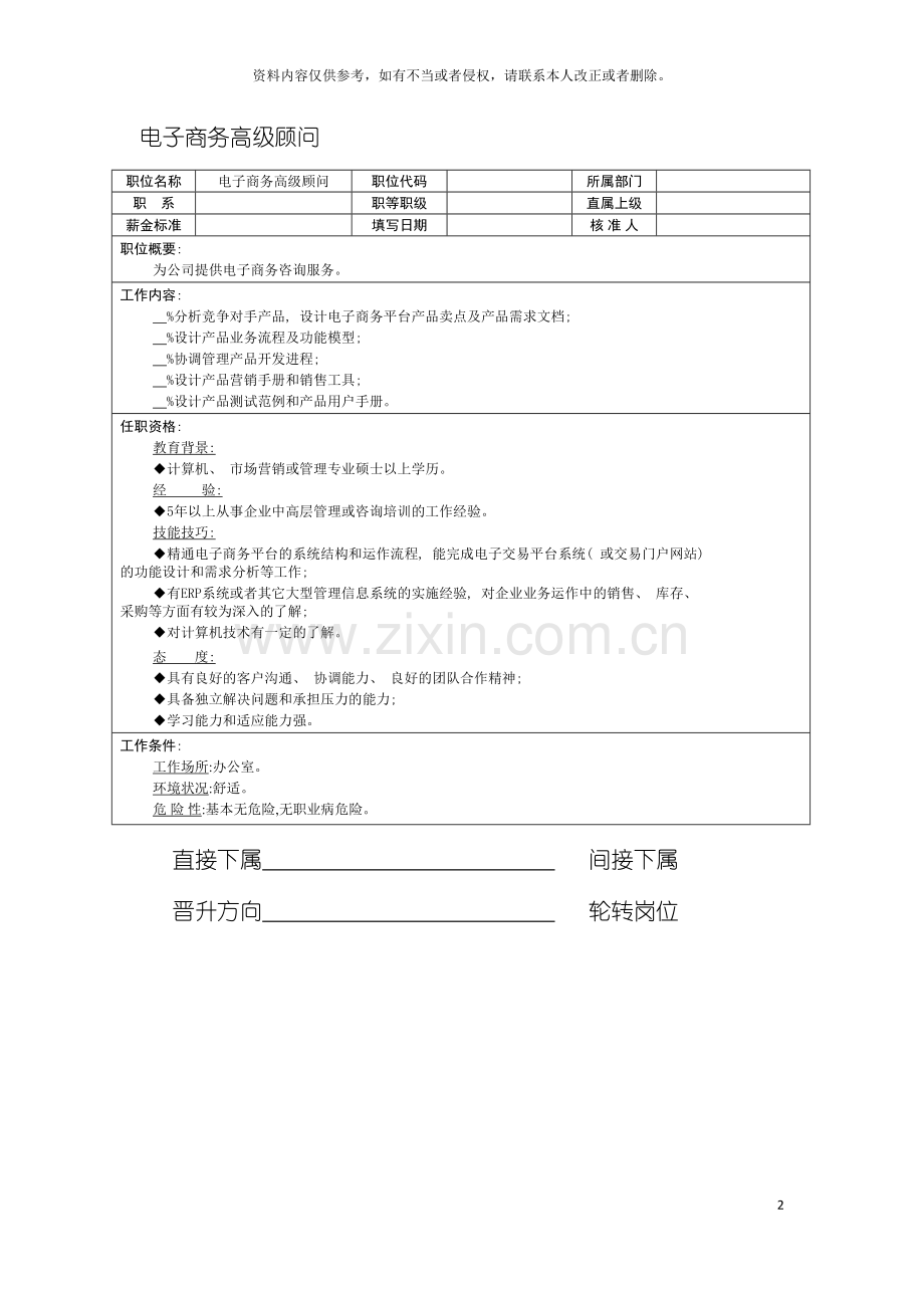 电子商务高级顾问职位说明书模板.doc_第2页