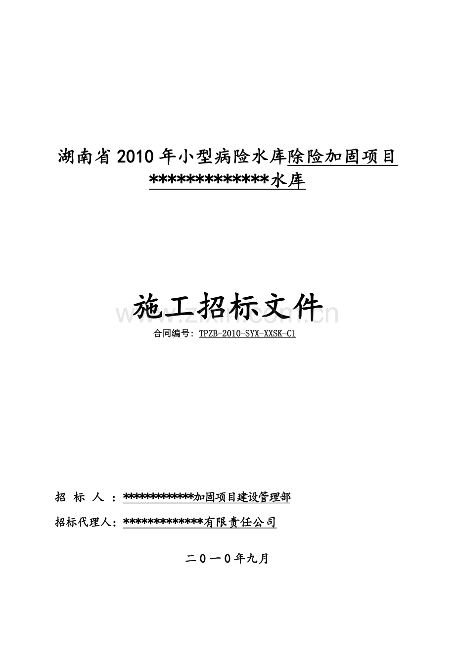 湖南省某小型病险水库除险加固工程施工招标文件.doc_第1页