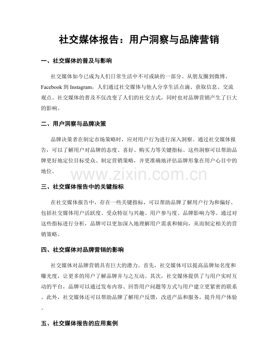 社交媒体报告：用户洞察与品牌营销.docx_第1页