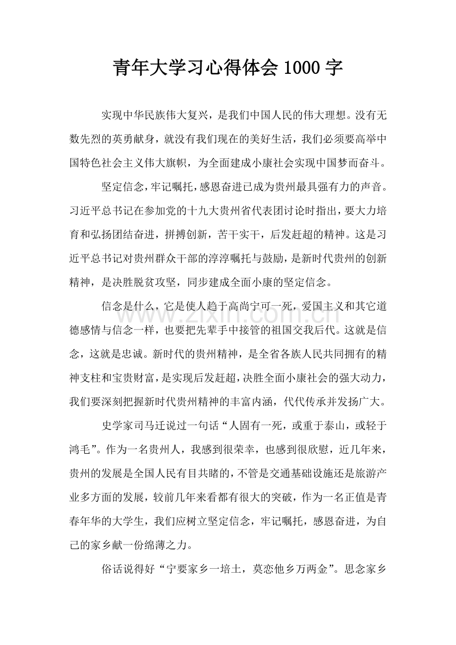 青年大学习心得体会1000字.doc_第1页