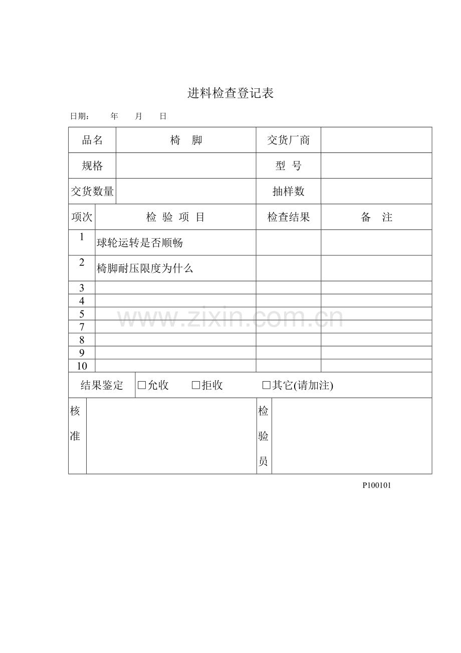 新版品质检验表格-进料检验记录表.doc_第1页