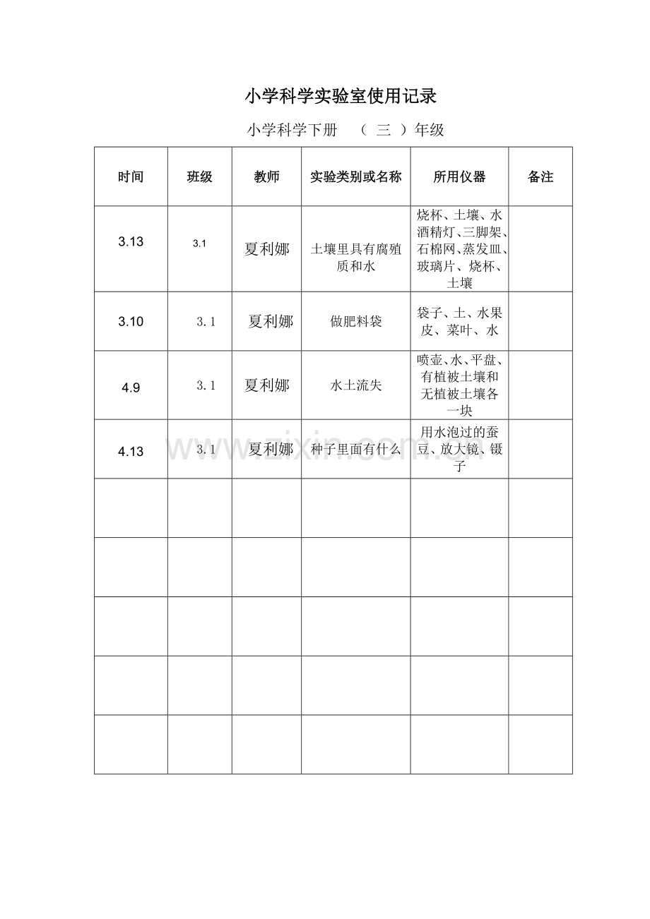 新版小学实验室使用记录表.doc_第2页