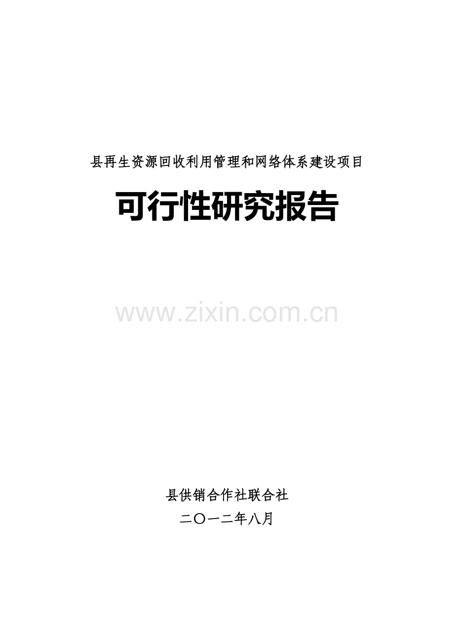 再生资源回收利用管理和网络体系建设项目可行性研究报告.doc_第1页