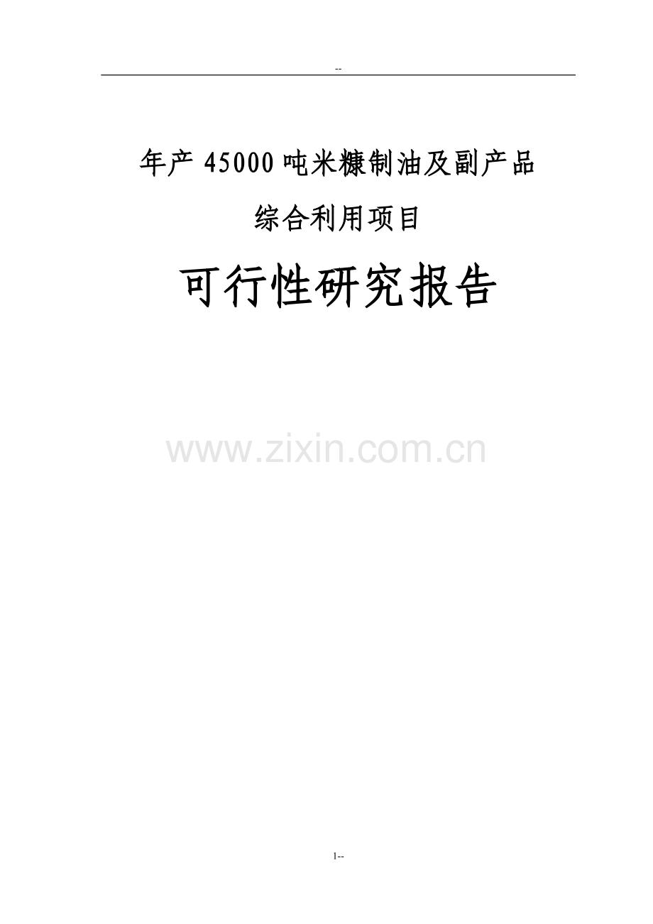 年产45000吨米糠制油项目投资建设可行性分析论证研究报告.doc_第1页