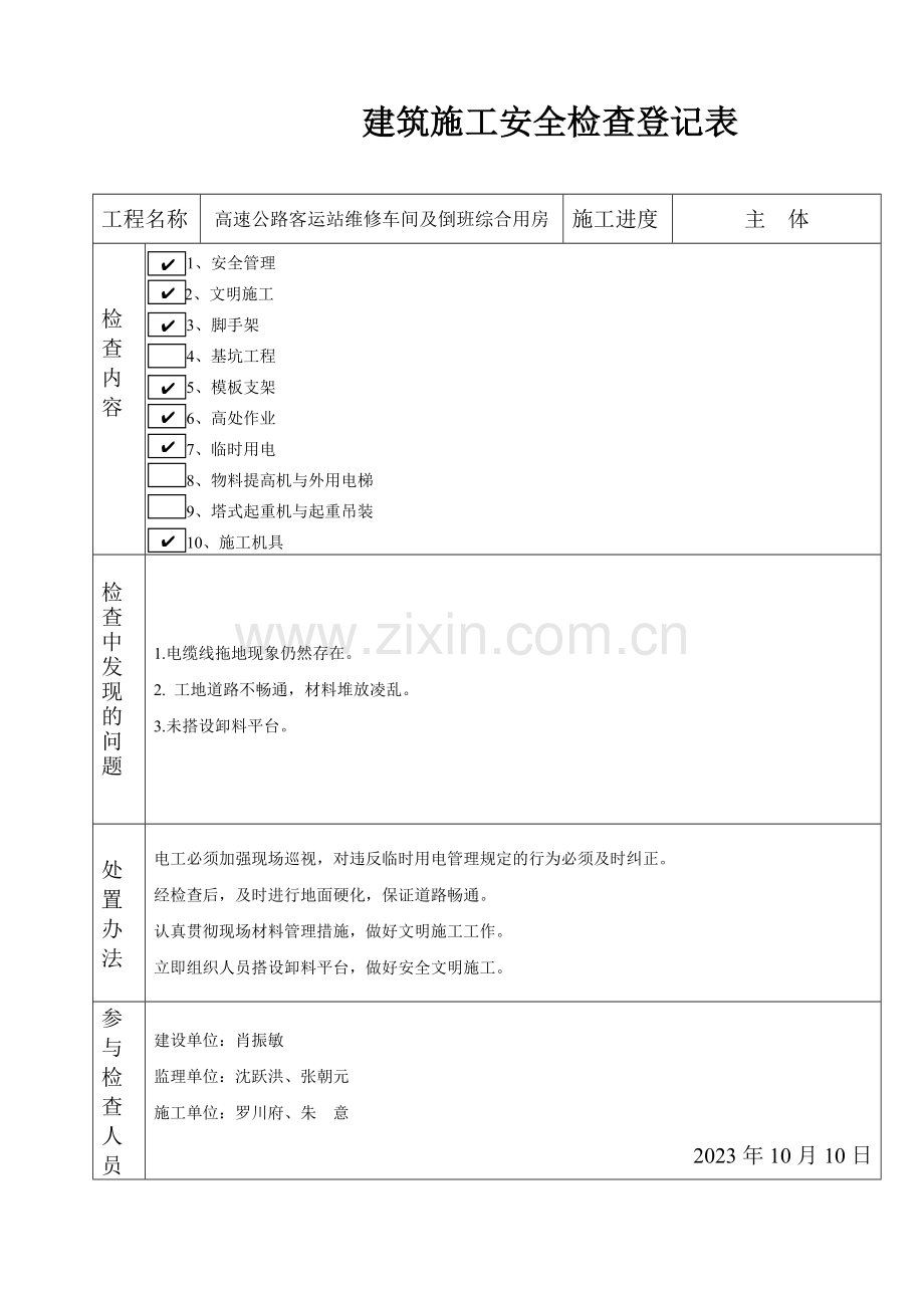 建筑施工安全检查记录表.doc_第2页