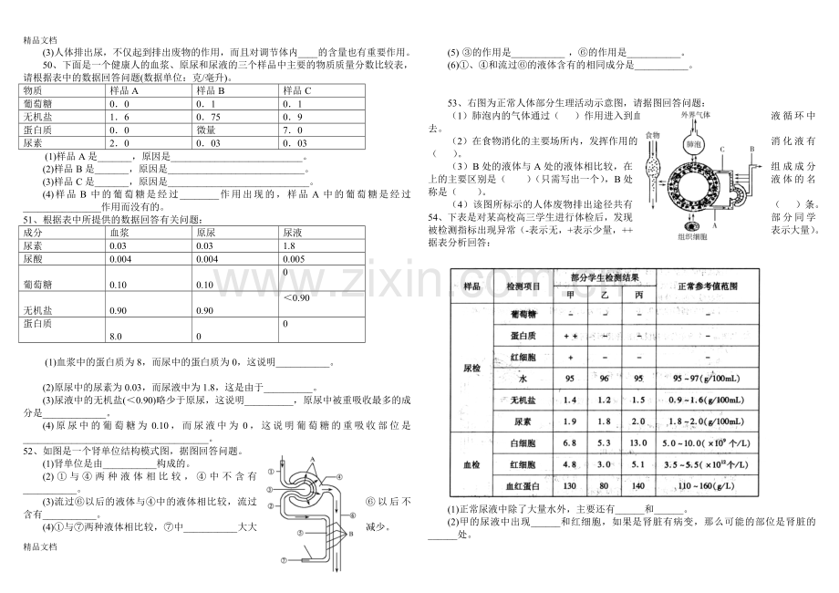 第五章人体内废物的排出练习题(带答案)资料.doc_第3页