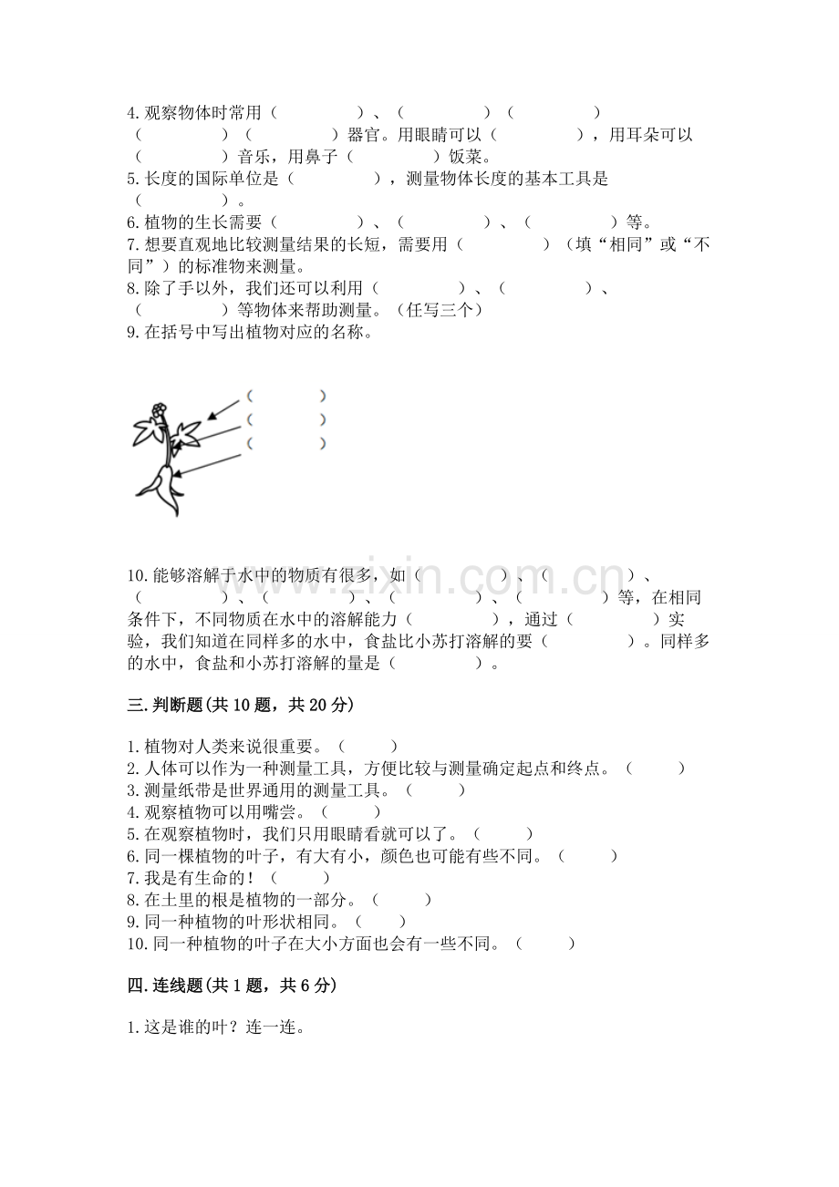 教科版一年级上册科学期末测试卷及答案(历年真题).docx_第3页