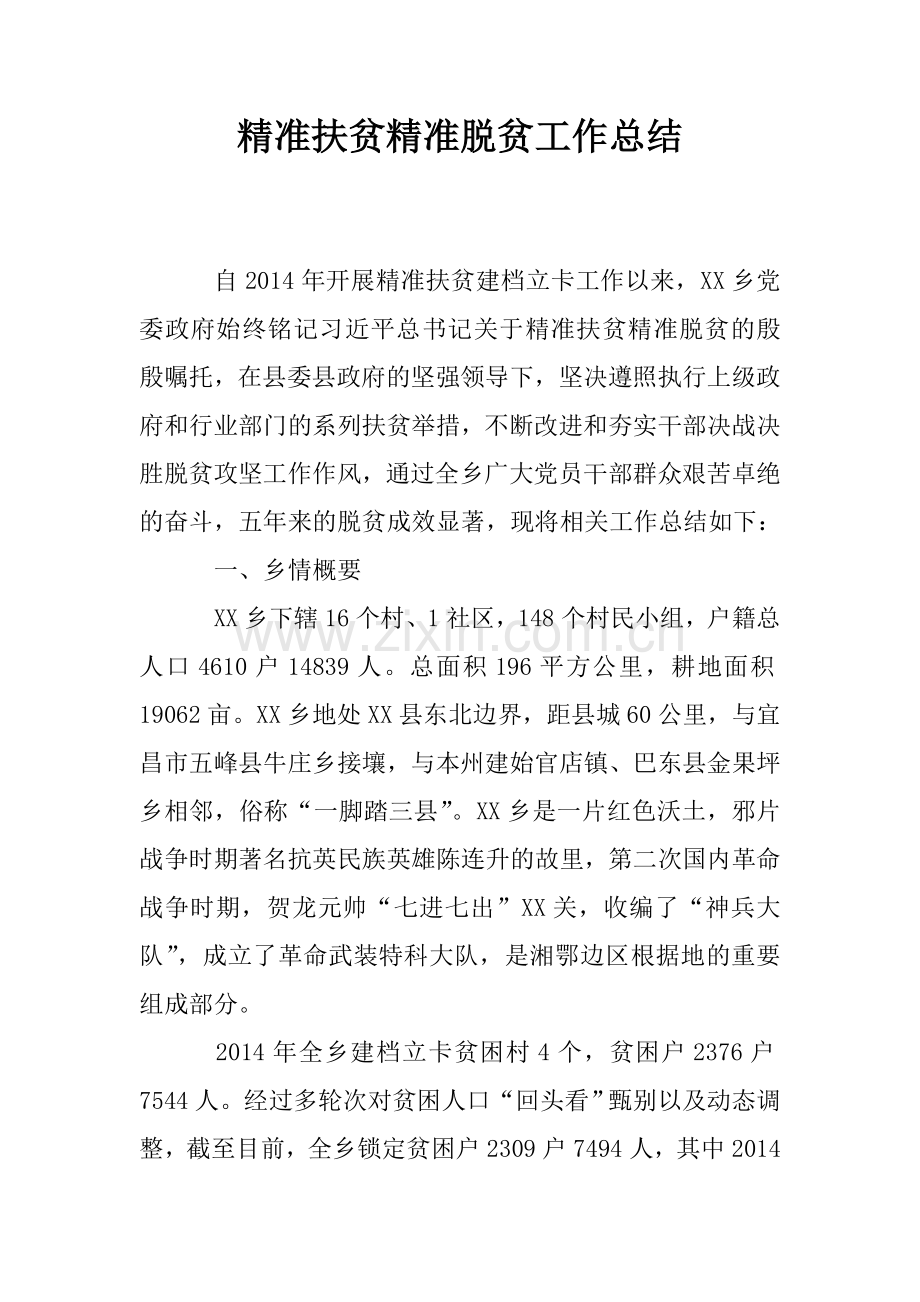 精准扶贫精准脱贫工作总结.doc_第1页