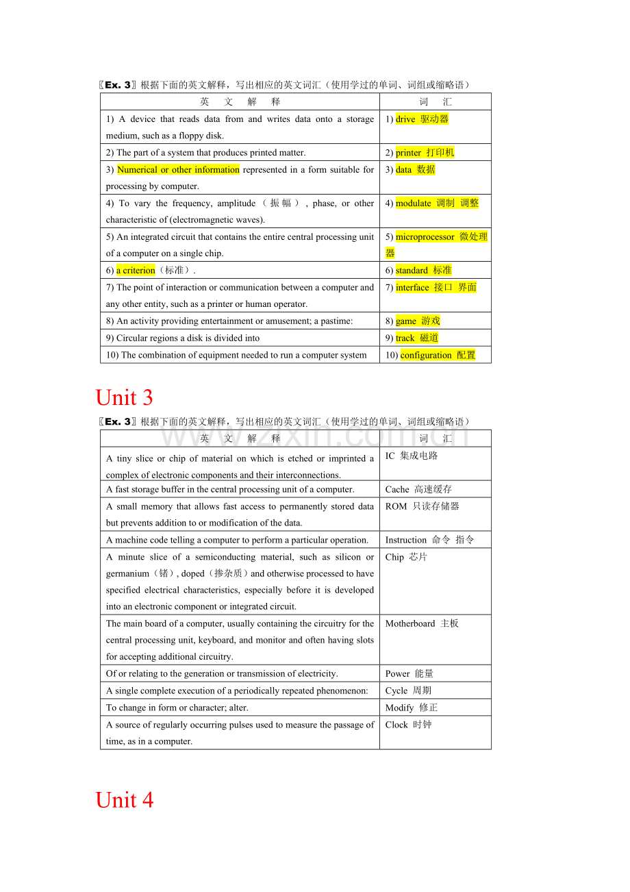 计算机专业英语重点单词及部分课后答案.doc_第3页