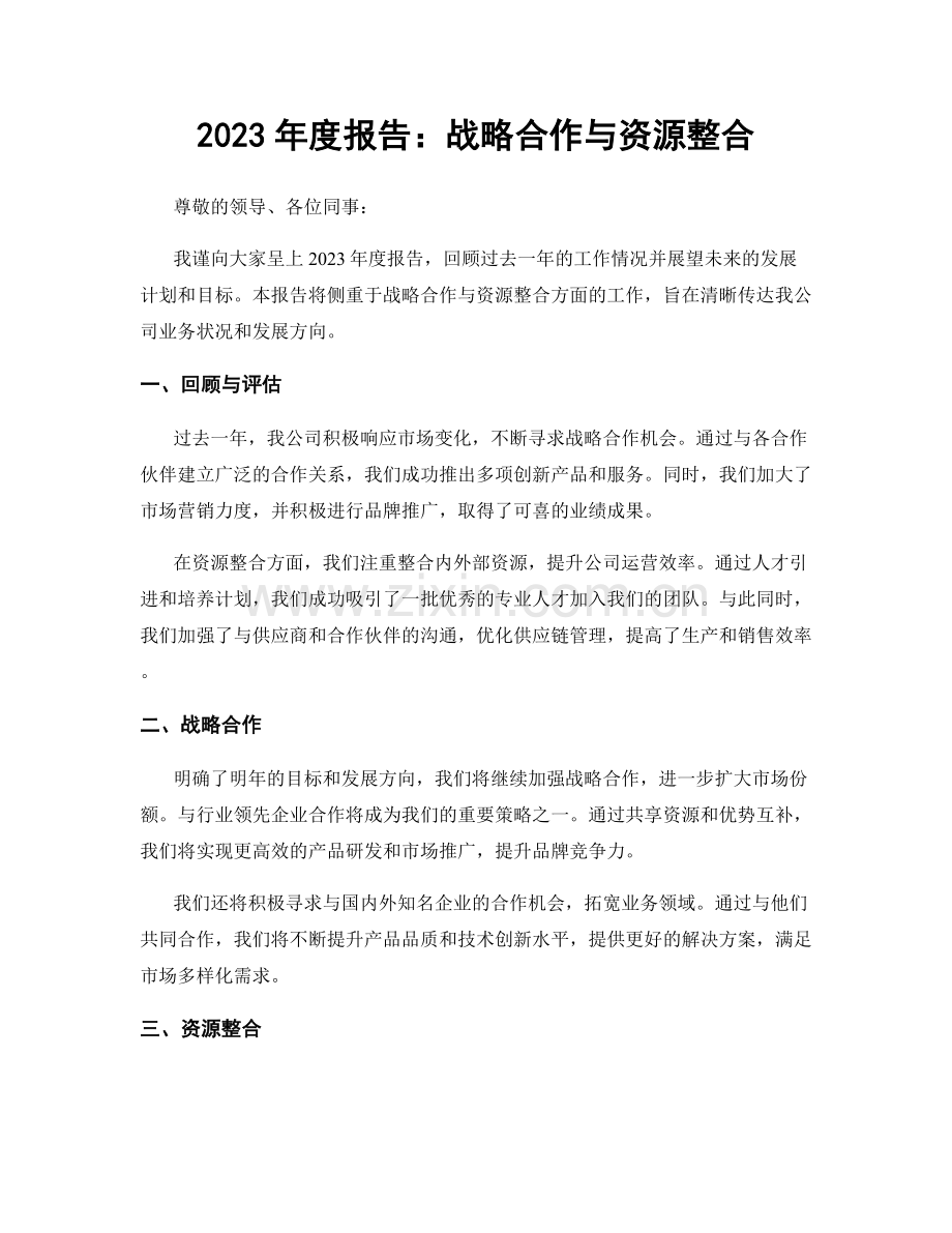 2023年度报告：战略合作与资源整合.docx_第1页