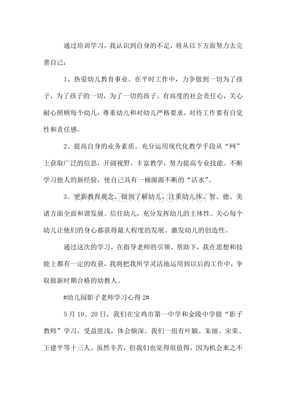 幼儿园影子老师学习心得模板.doc_第2页