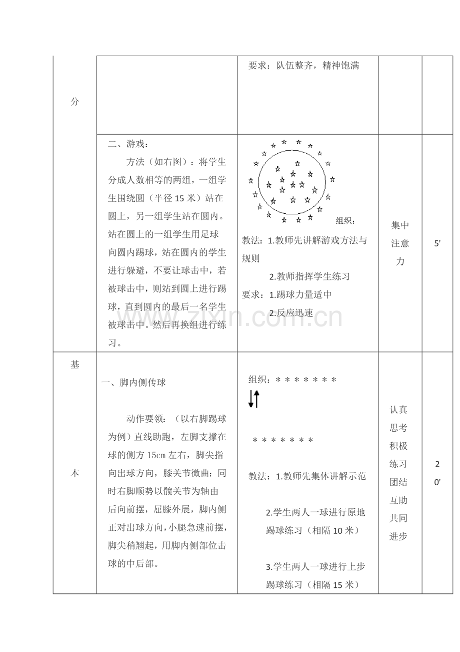 小学体育足球-脚内侧踢球教案.doc_第2页