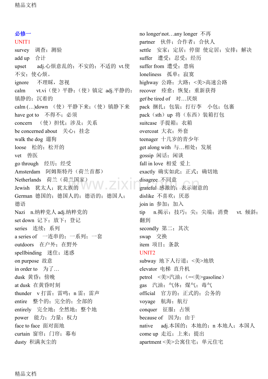 人教版高中英语必修一至选修八单词.doc_第1页