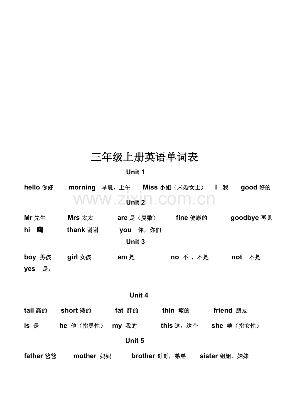 上海牛津版三年级上册英语单词表教学提纲.doc_第1页