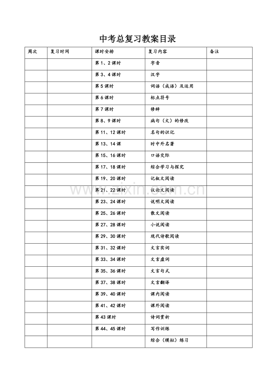 中考语文总复习教案全套.doc_第1页