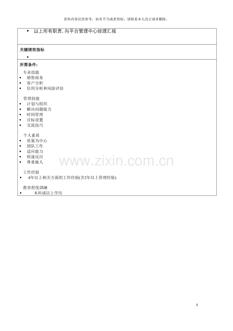 信息科技集团商务部经理岗位说明书.doc_第3页