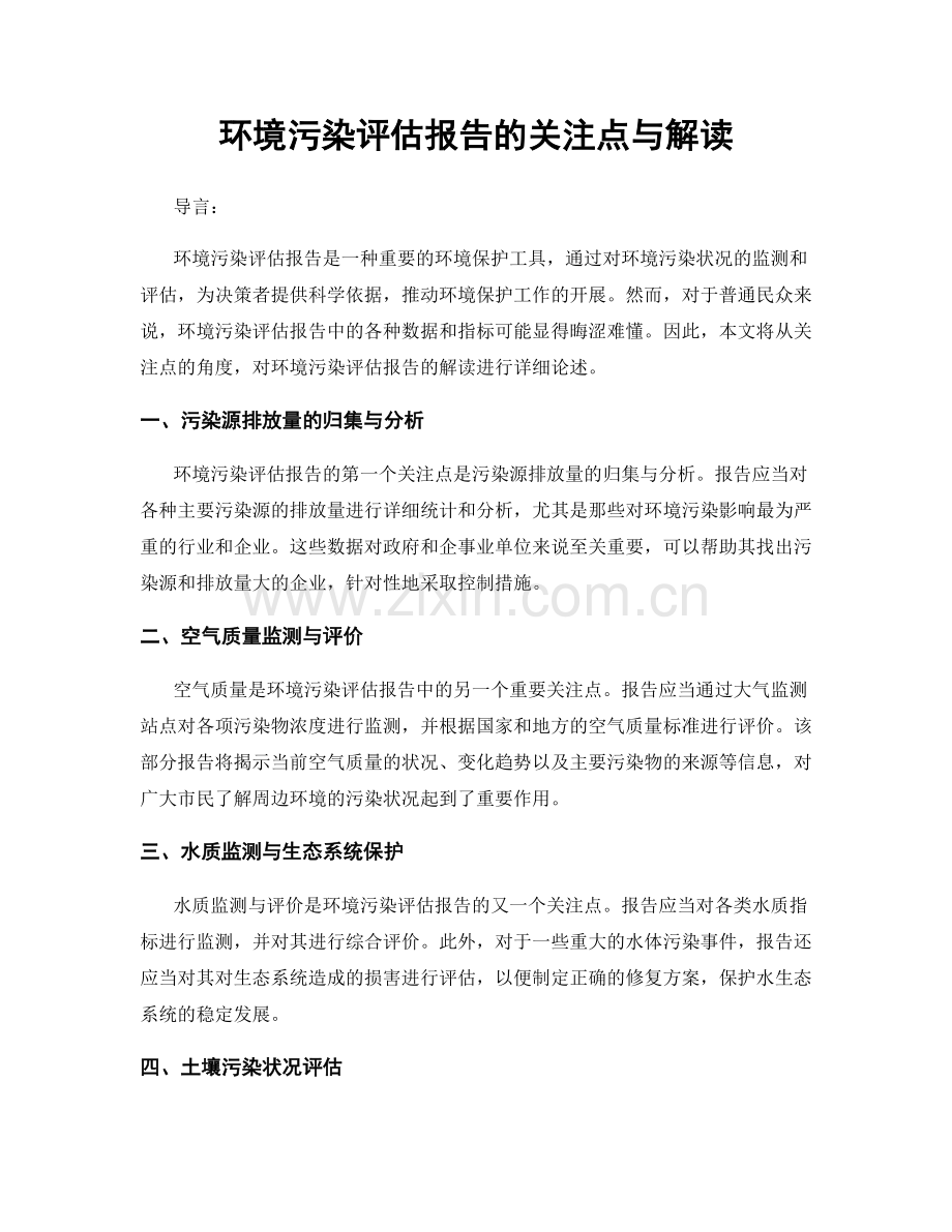 环境污染评估报告的关注点与解读.docx_第1页