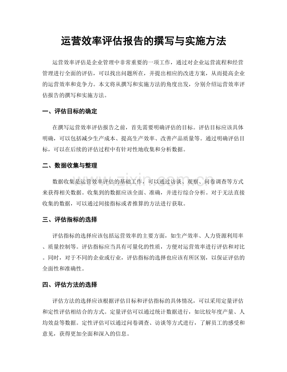 运营效率评估报告的撰写与实施方法.docx_第1页