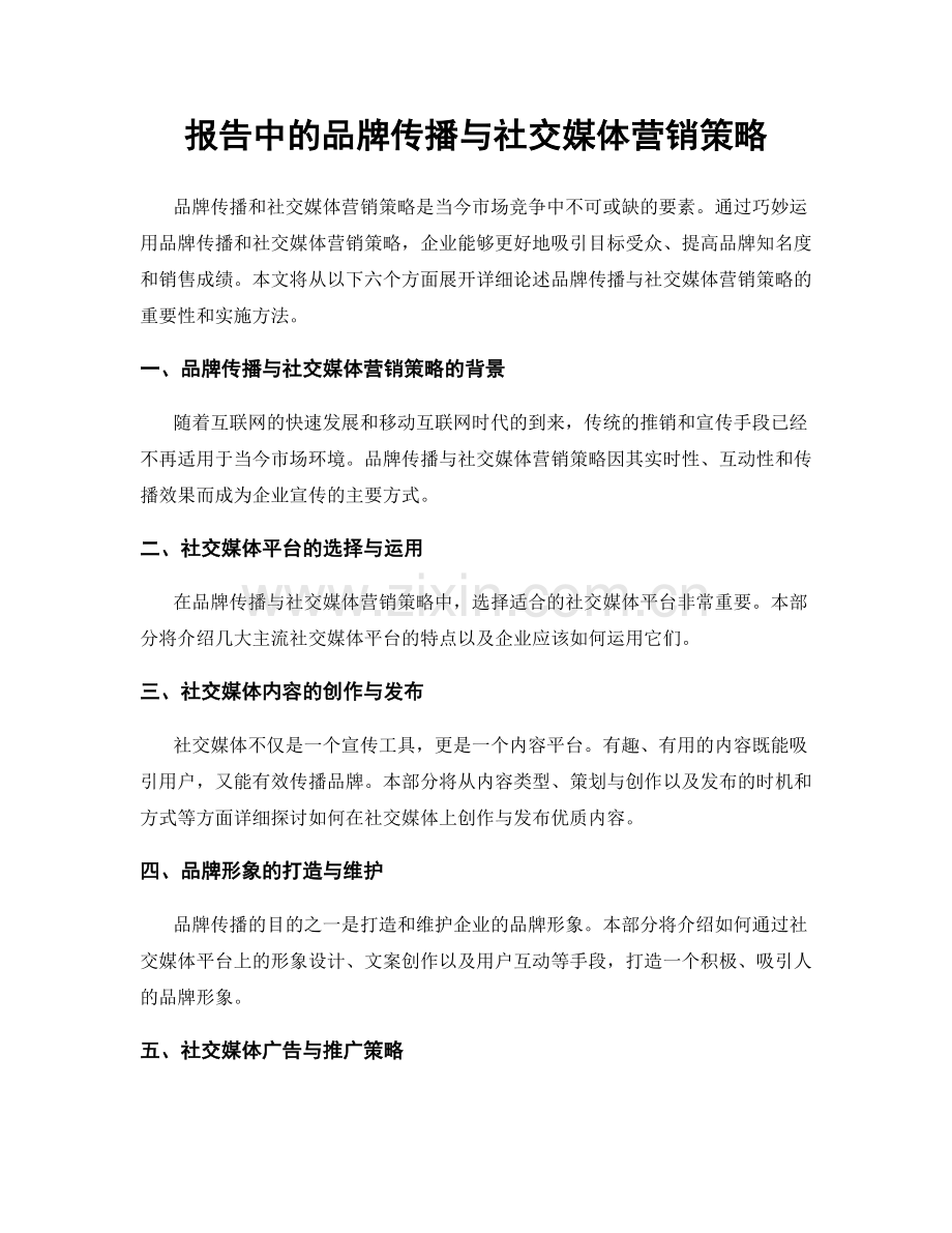 报告中的品牌传播与社交媒体营销策略.docx_第1页