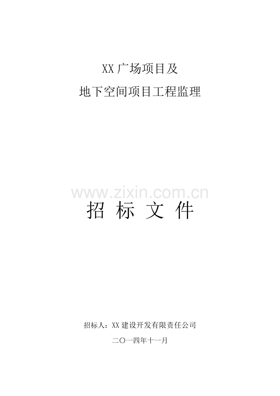 广场项目及地下空间项目工程监理招标文件.doc_第1页