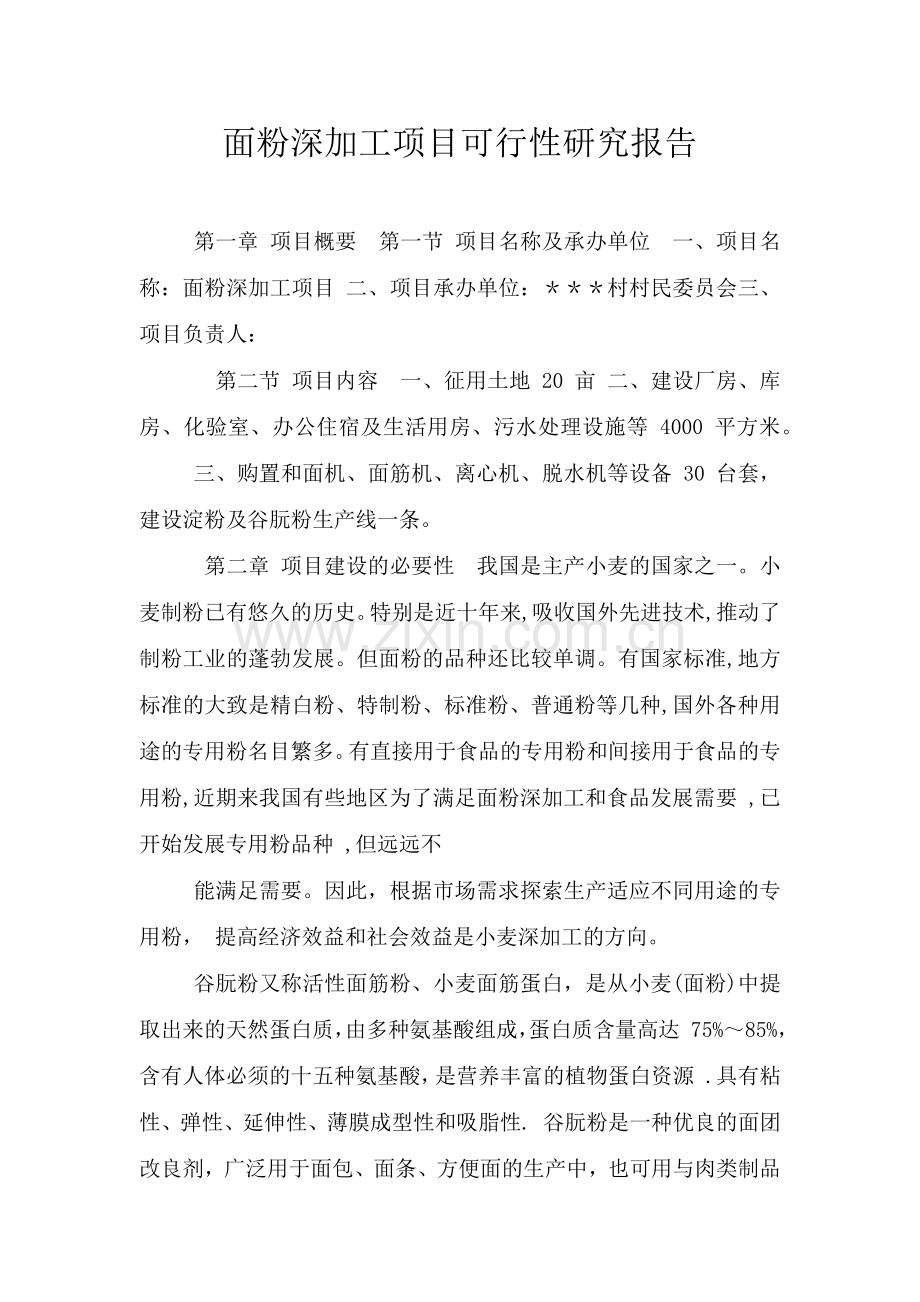 面粉深加工项目可行性研究报告.doc_第1页