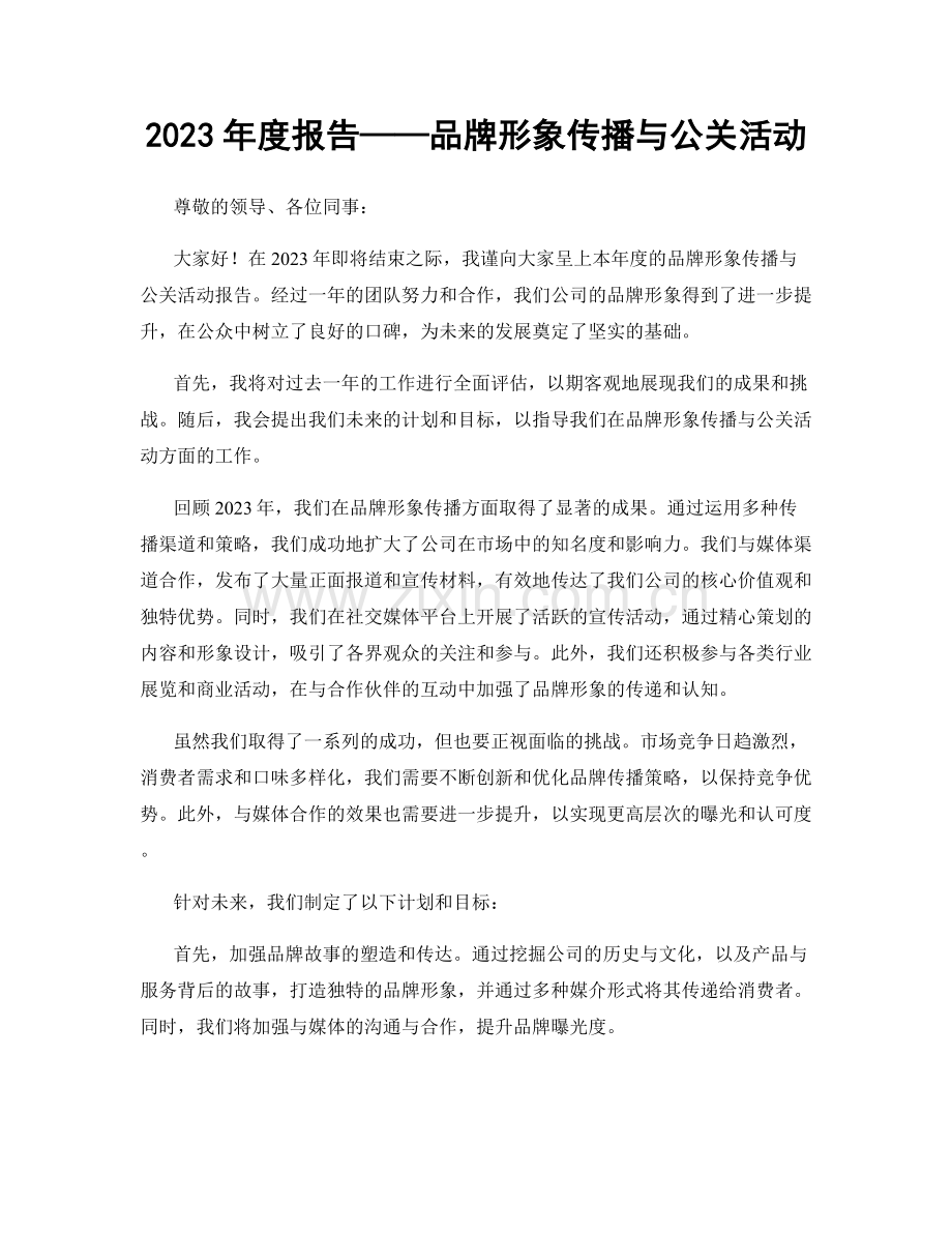 2023年度报告——品牌形象传播与公关活动.docx_第1页