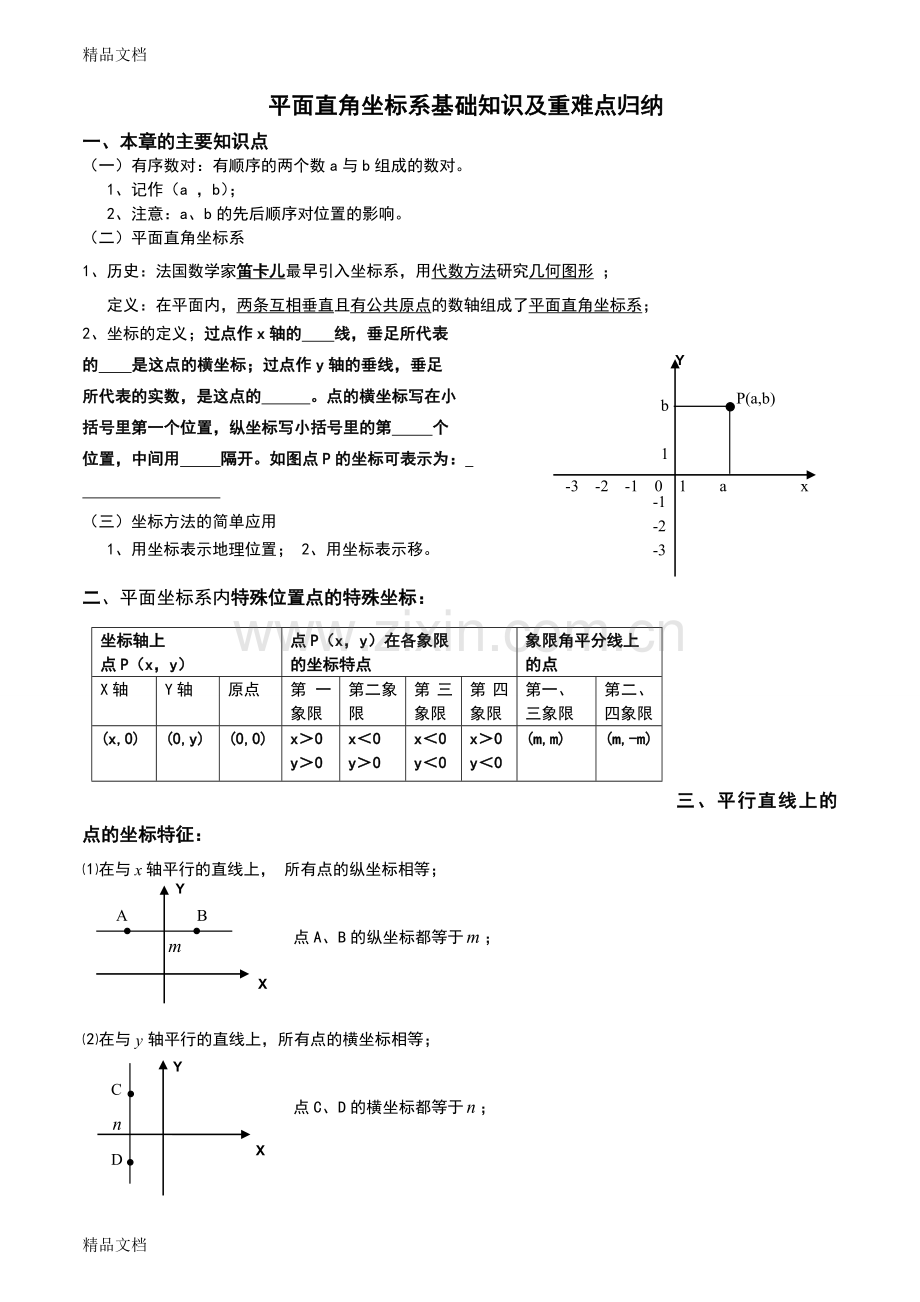 平面直角坐标系重难点讲课讲稿.doc_第1页