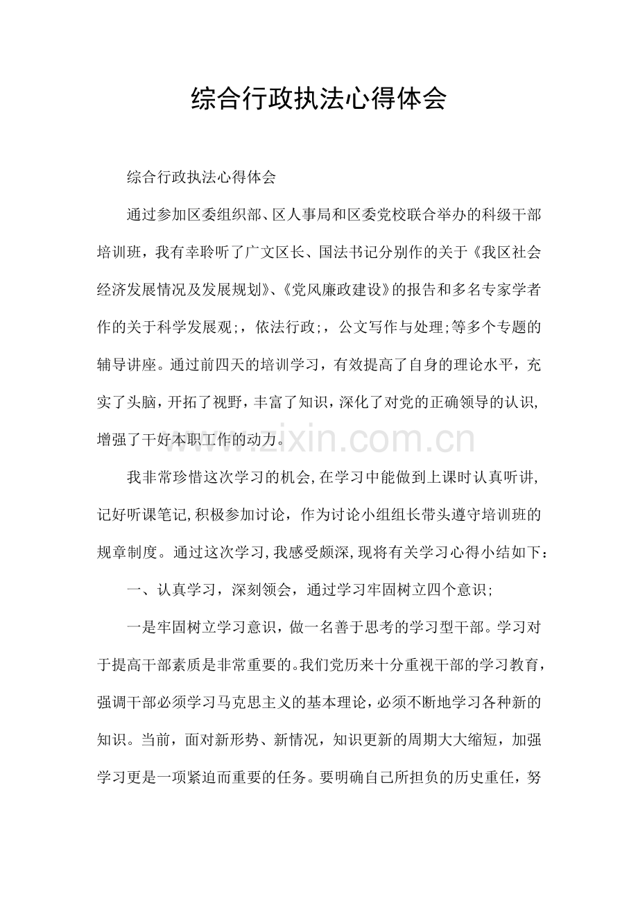 综合行政执法心得体会.docx_第1页