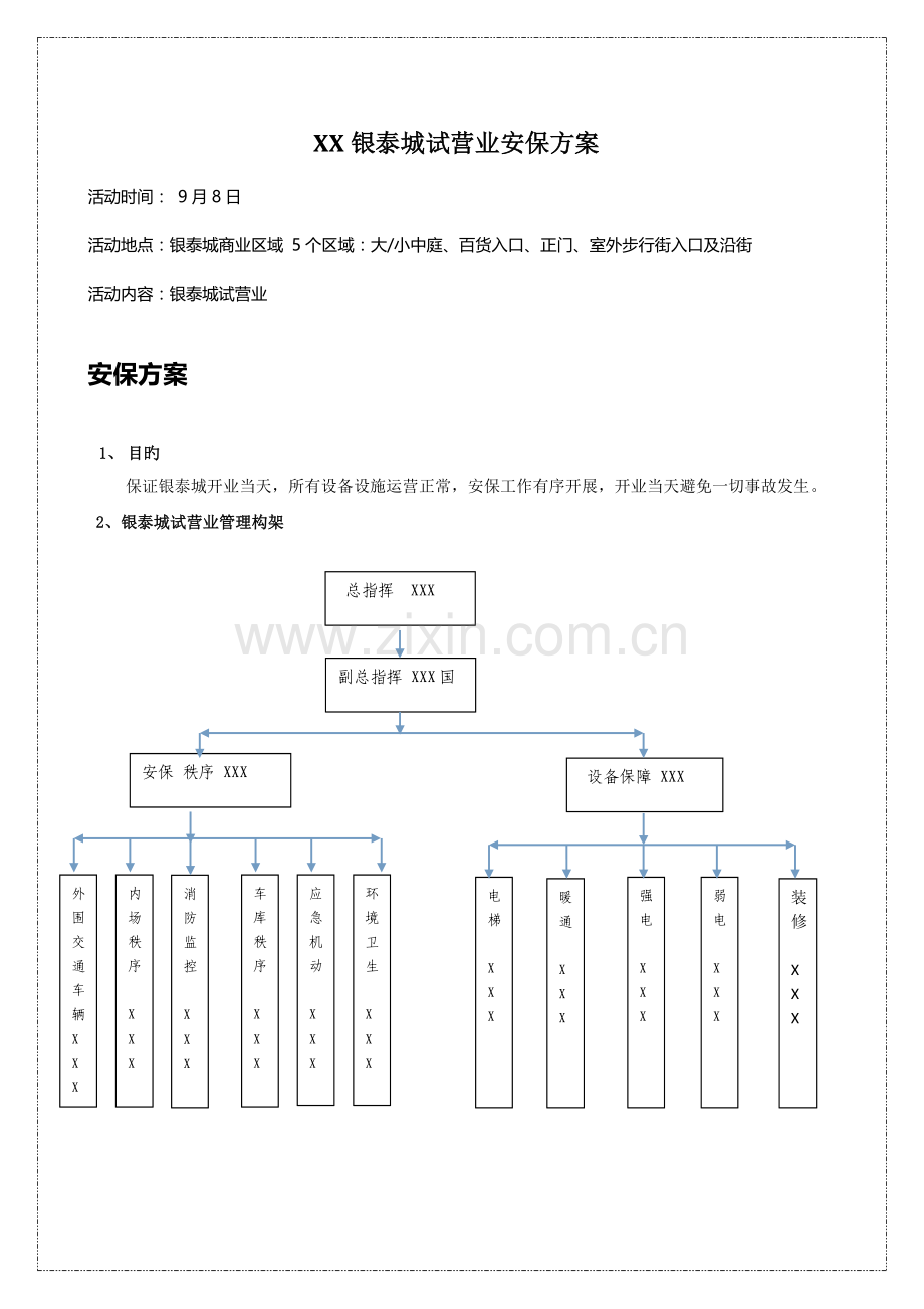 开业前安保方案(模板).docx_第1页