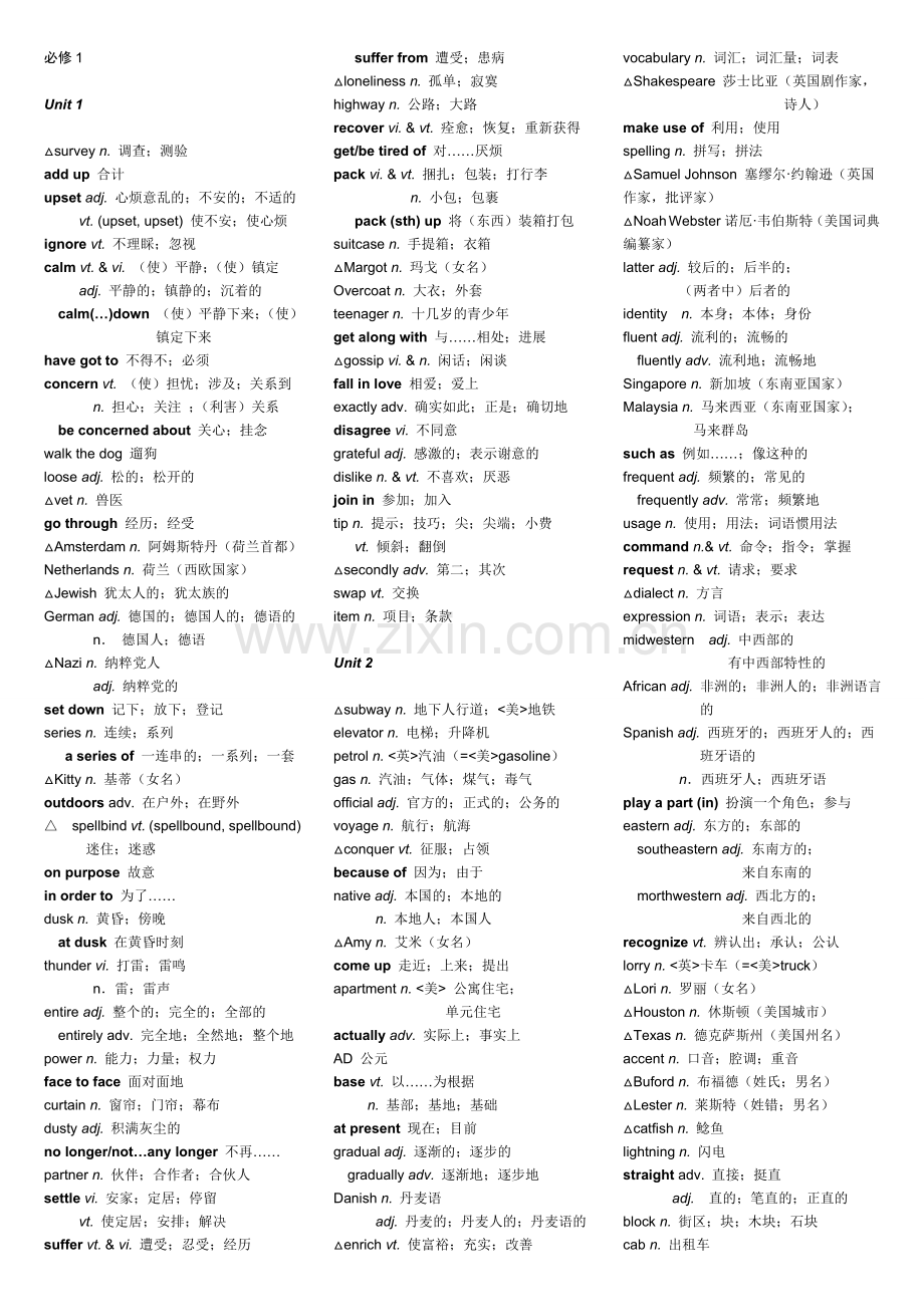 人教版高中英语全部单词表(2).doc_第1页