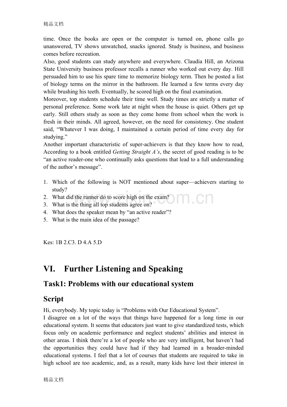 新视野大学英语视听说第二版第三册原文+答案.doc_第3页