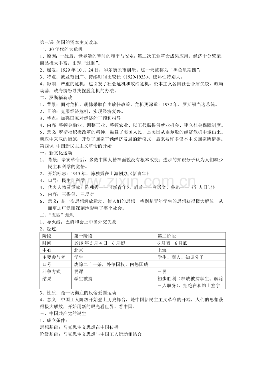 新九年级《历史与社会》第二单元-开辟新的道路-复习提纲.doc_第2页