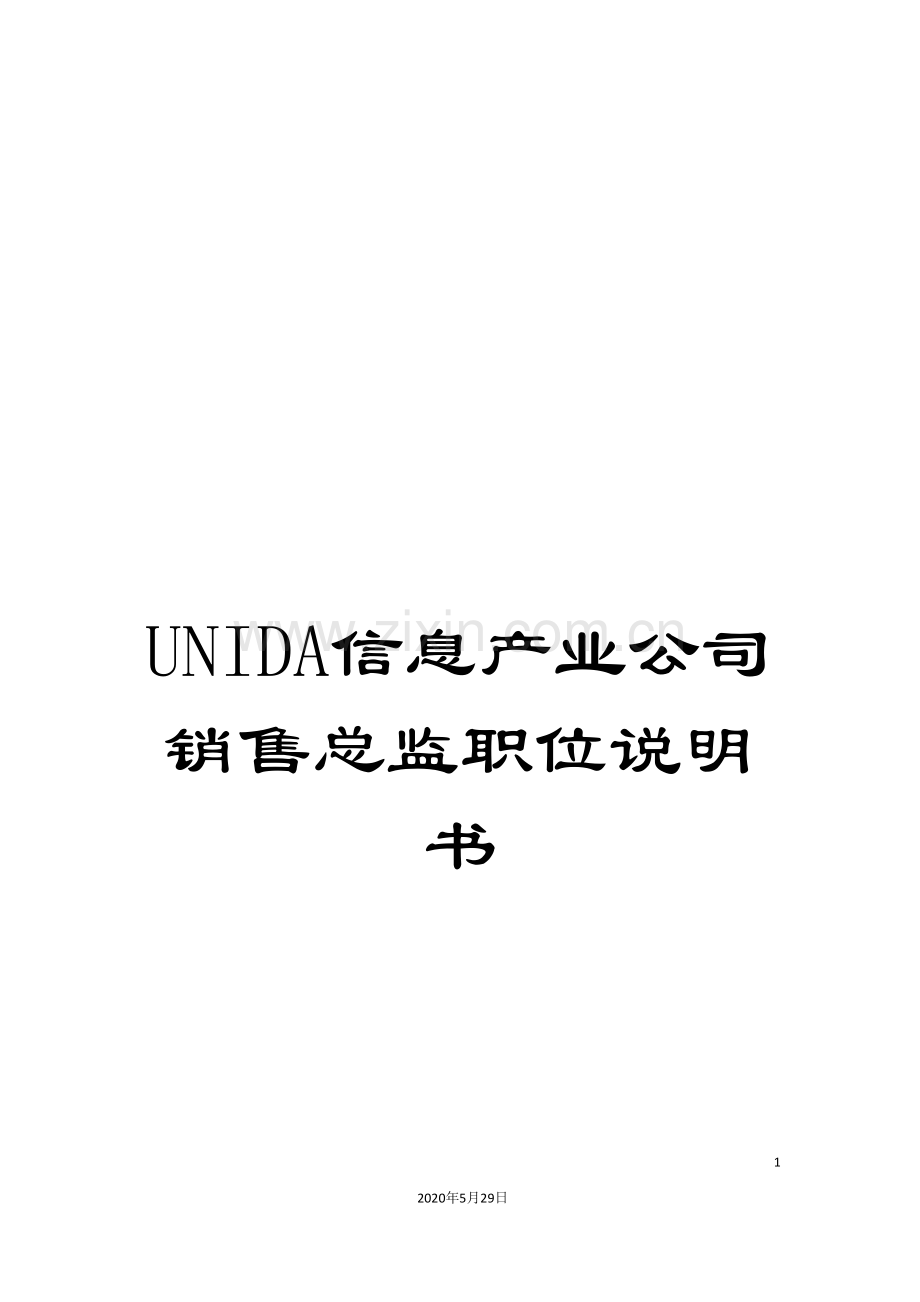 UNIDA信息产业公司销售总监职位说明书.doc_第1页