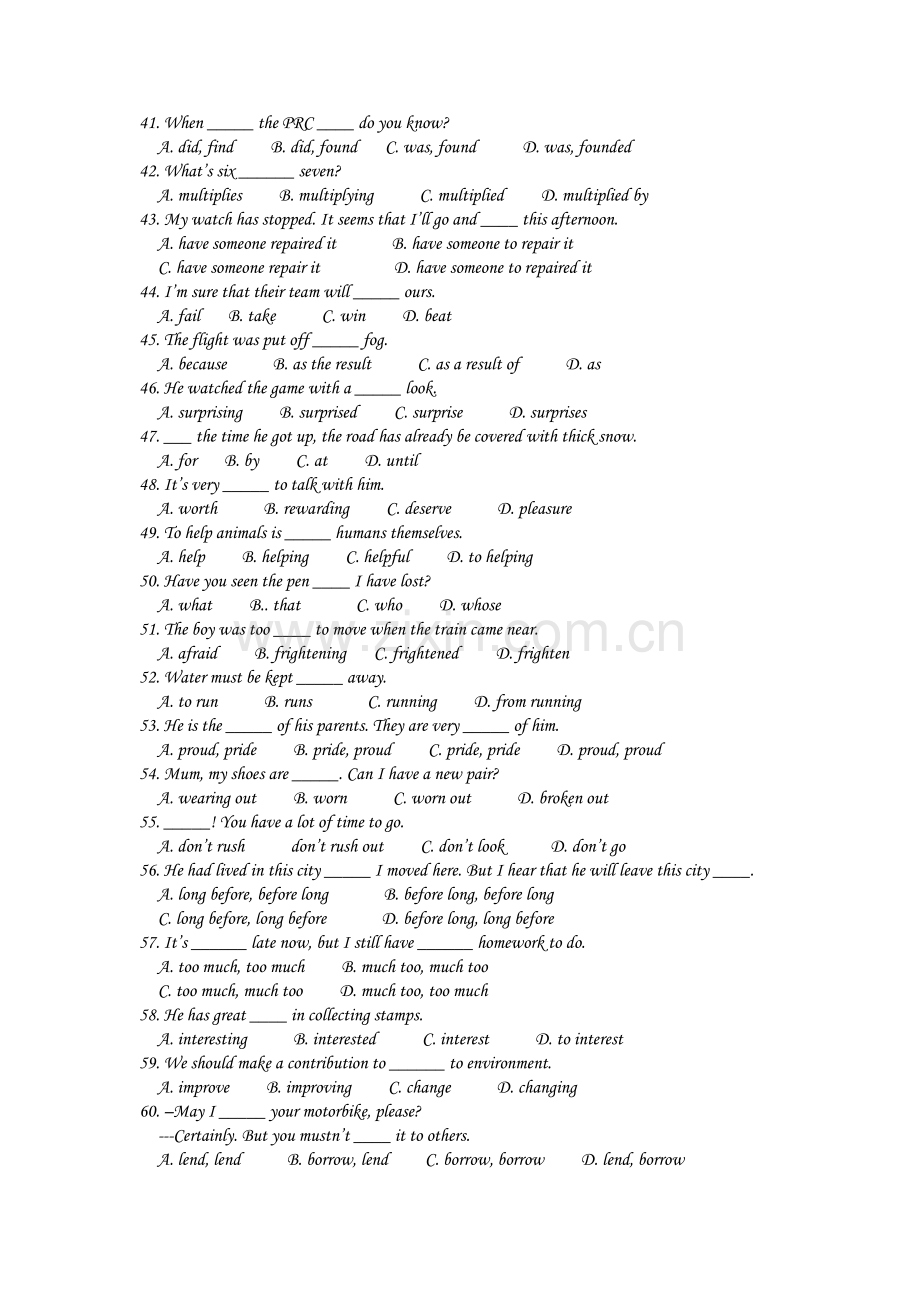 中考英语一百道单选陷阱题.doc_第3页