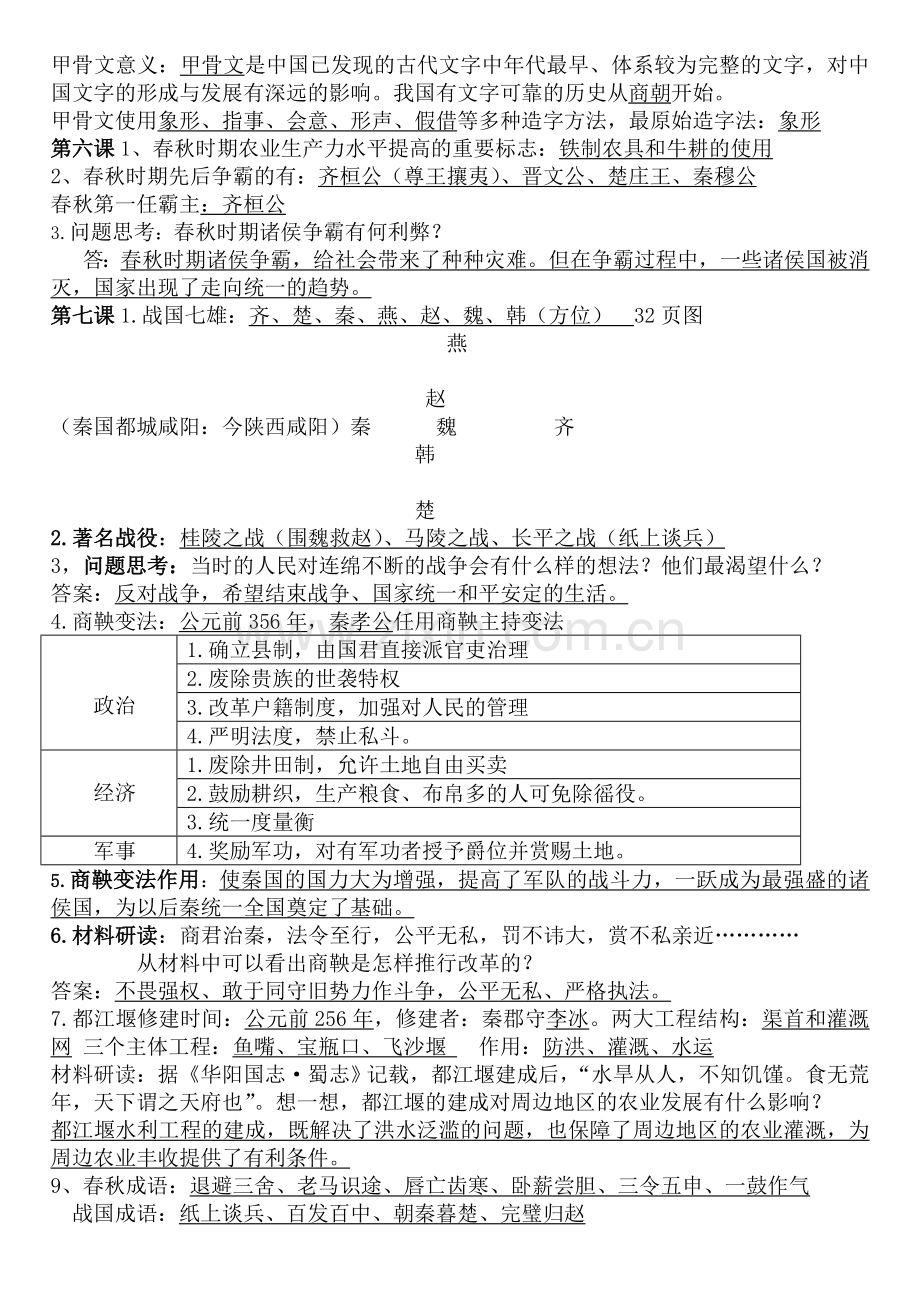 新课标人教版七年级历史上册知识点归纳总结.doc_第2页